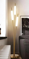 Wooden Twist Typha Module Floor Lamp with Metal Glass Cover and LED Lights Modern and Stylish Home Decor Lighting - Wooden Twist UAE