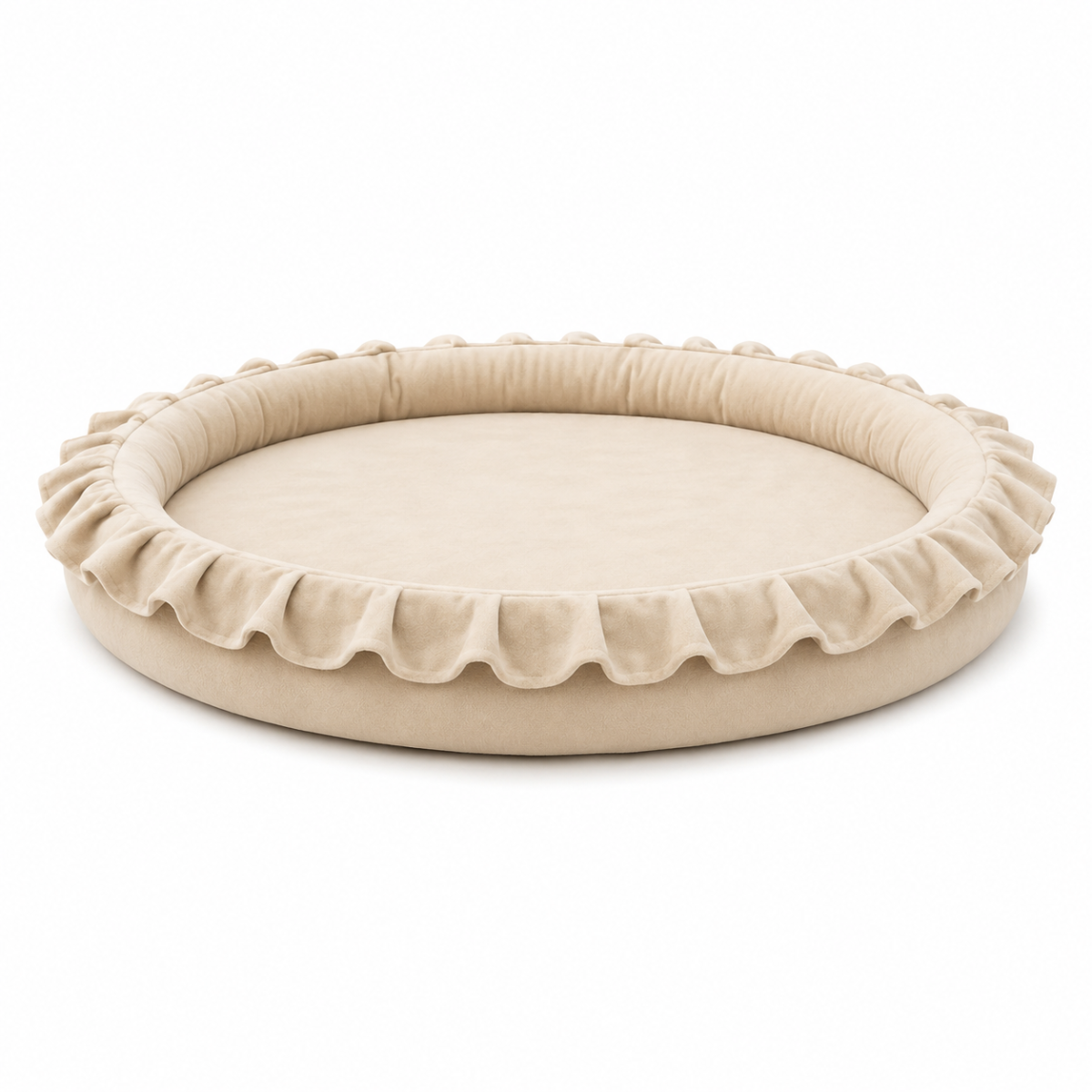 Baby playing on Wooden Twist Beige Velvet Baby Playmat with mother – lifestyle with model