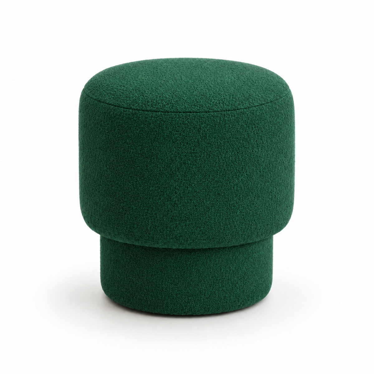 Wooden Twist Mushroom Bouclé Ottoman Stool in Green – white background product shot