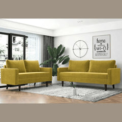 Wooden Twist Allay Designer Handmade Velvet Fabric Solid Wood Soft & Comfortable Sofa Set - Wooden Twist UAE