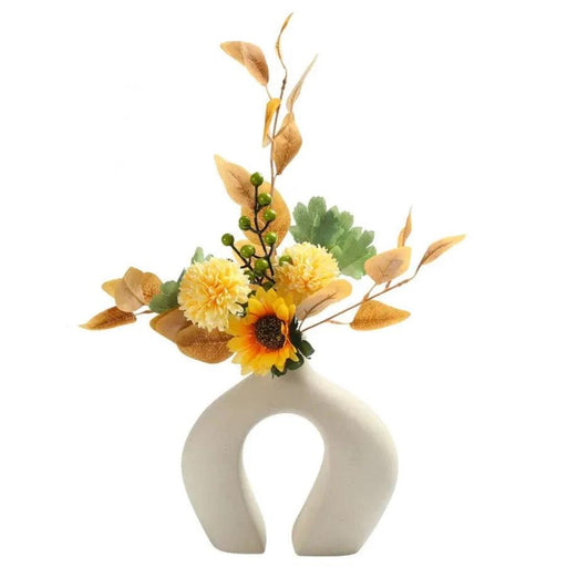 Wooden Twist Modern Home Decor Off White Ceramic Y Style Decorative Vase for Pampas Flowers - Wooden Twist UAE