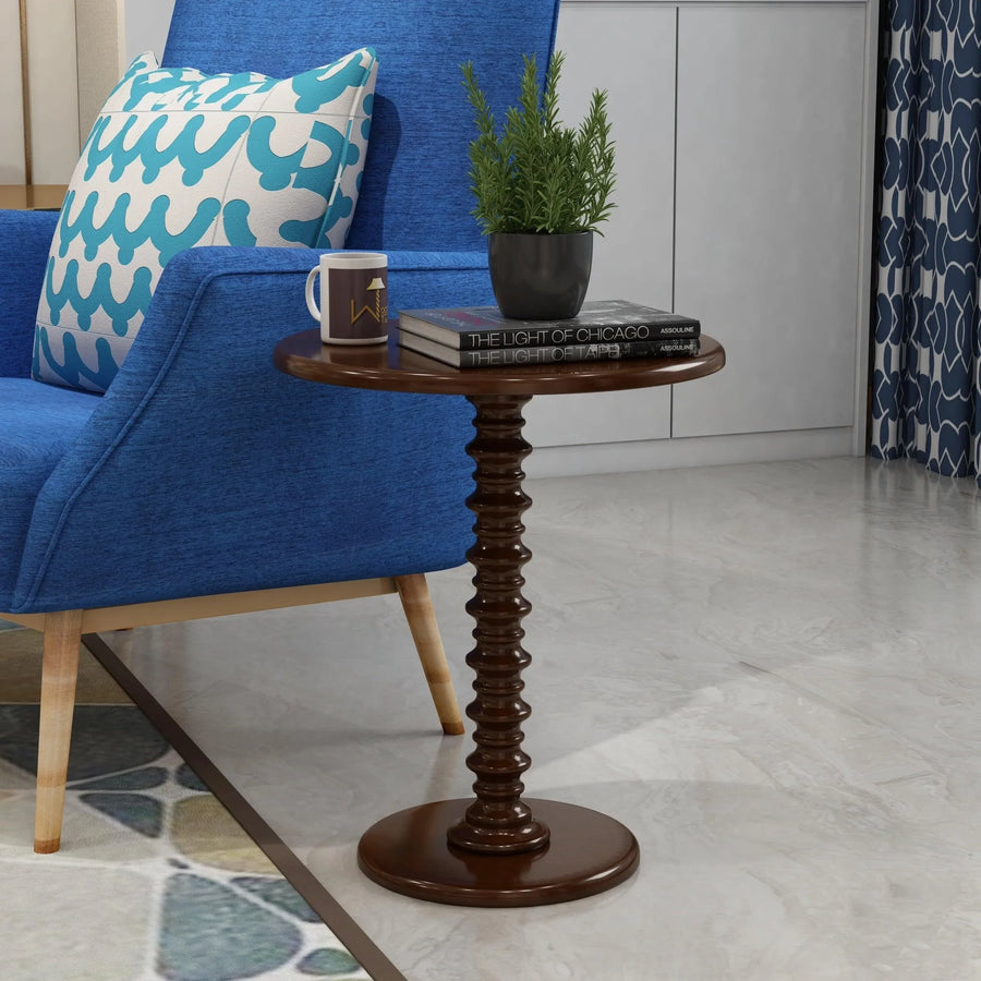 Finished With A Furry Rug And Round End Table