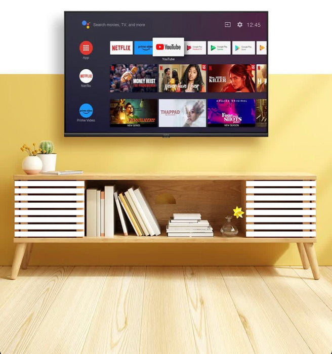 Modern Tv Entertainment Unit Cabinet With Open Shelf Natural Finish (Teak Wood)