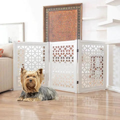 Wooden Portable Safety Pet Fence Gate Partition For Kids & Dogs (White) - Wooden Twist UAE