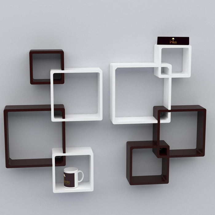 Rafuf Wooden Intersecting Wall Shelves (Set of 8) - Wooden Twist UAE