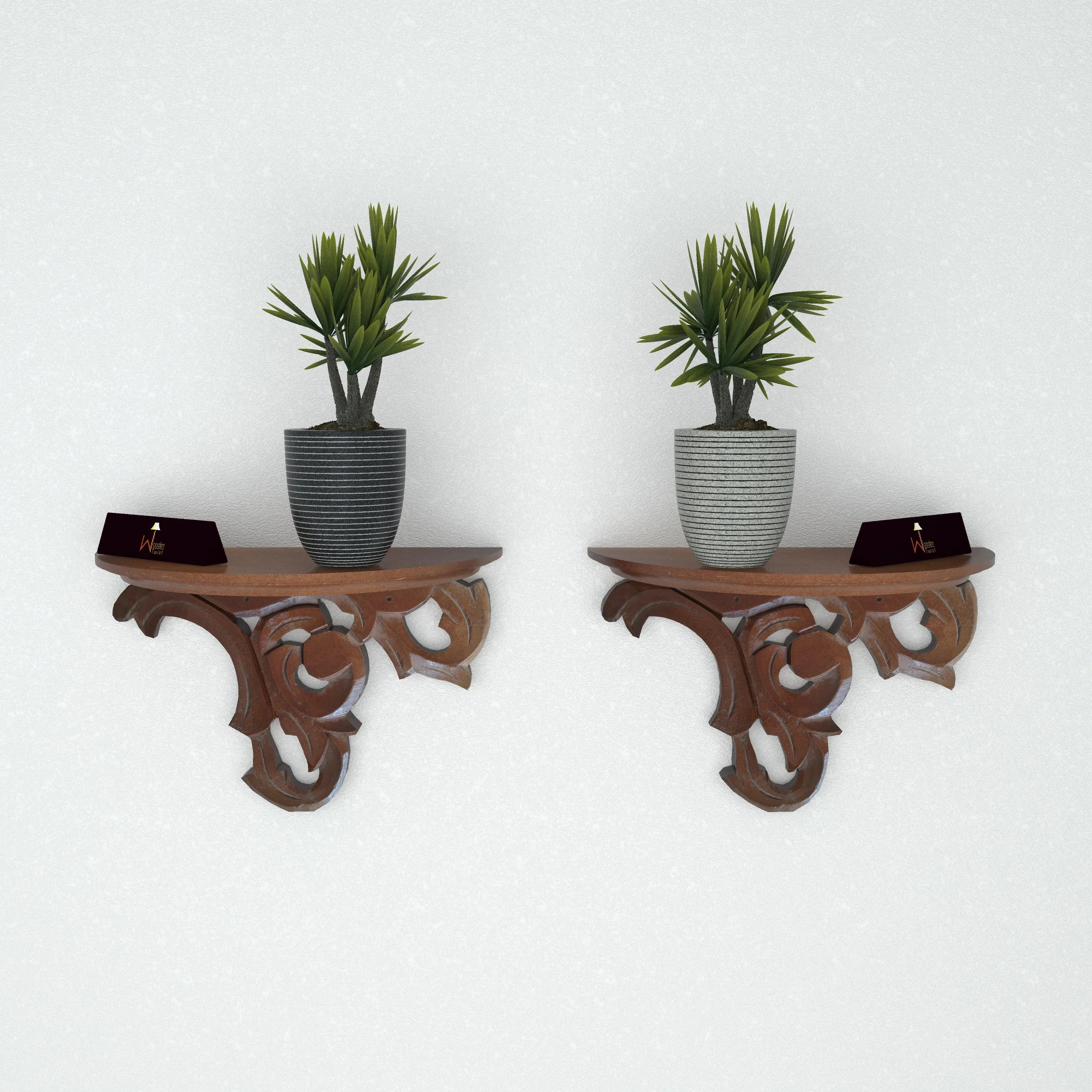 Wooden Wall Bracket/Rack Brown (Pack of 2) - Wooden Twist UAE