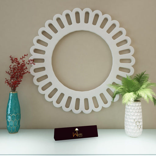 Round Shaped Exquisite Wall Panel In White - Wooden Twist UAE