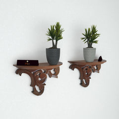 Wooden Wall Bracket/Rack Brown (Pack of 2) - Wooden Twist UAE