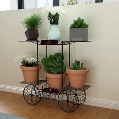 6-Tier Cart Planter Stand, Outdoor Flower Rack Flower Pot - Wooden Twist UAE