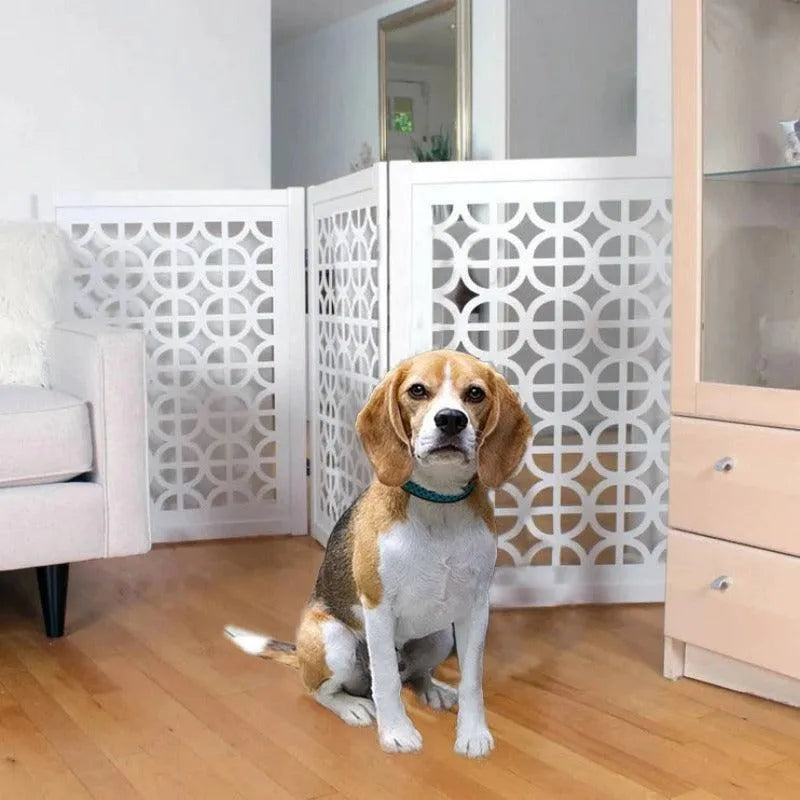 Wooden Portable Safety Pet Fence Gate Partition For Kids & Dogs (White) - Wooden Twist UAE