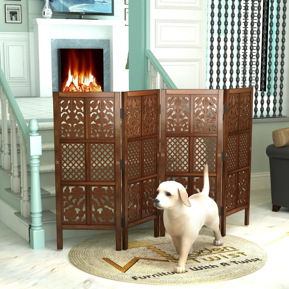 A Wooden Partition That Keeps Pets Safe