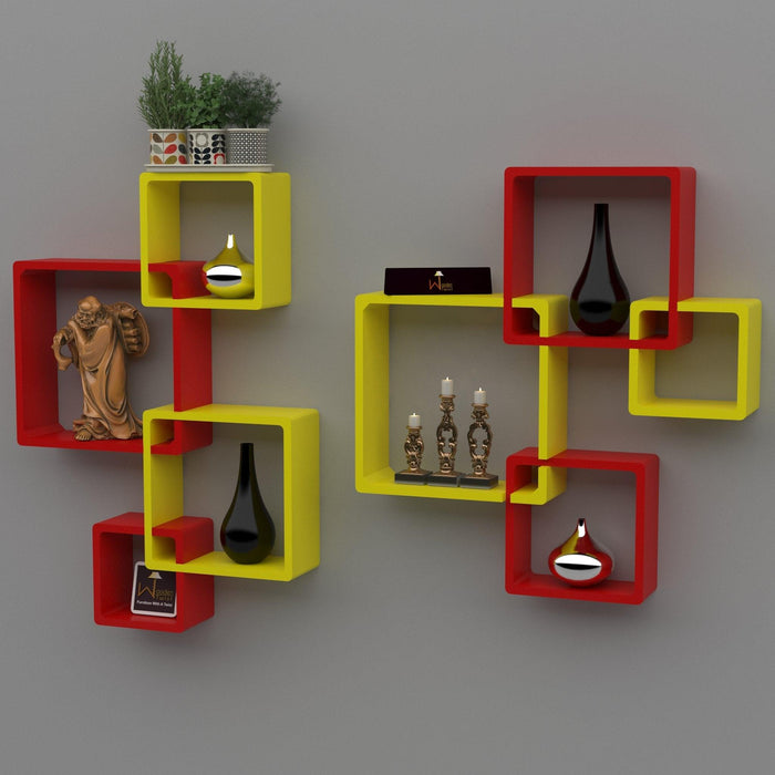 Rafuf Wooden Intersecting Wall Shelves (Set of 8)