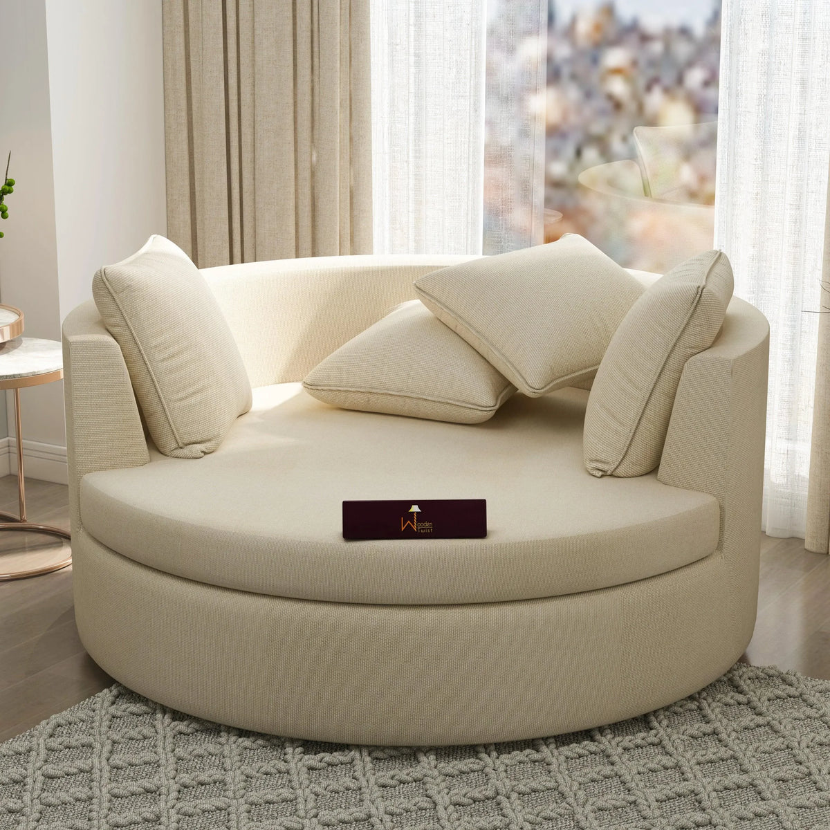 The Round Solid Wood Barrel Sofa Cuddle Chair