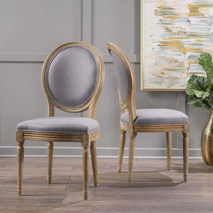 Phinnaeus Fabric Dining Chair Modern Premium Teak Wood Natural Finish (Set of 2) - Wooden Twist UAE