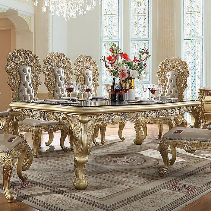 Royal Antique 6 Seater Dining Table Set (Golden, Teak Wood)