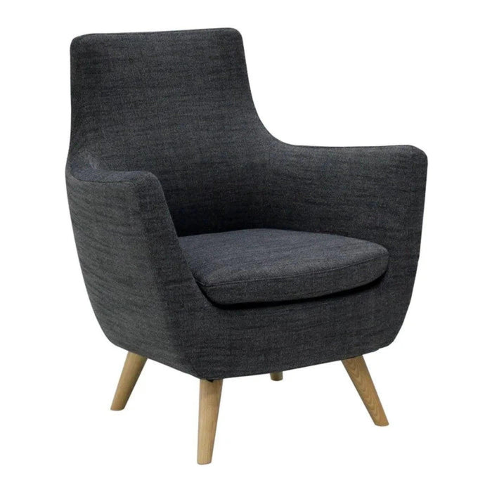 Backrest Solid Wood Wing Arm Chair (Black) - Wooden Twist UAE