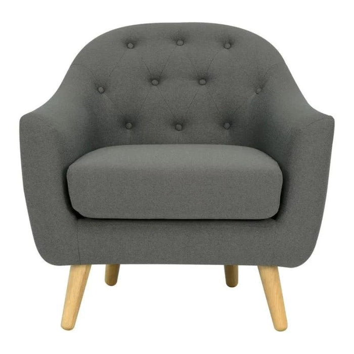 Gris Solid Wood Arm Wing Chair (Grey) - Wooden Twist UAE