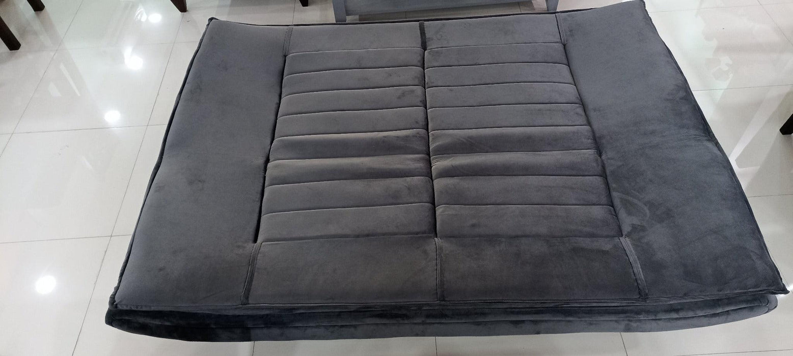 Wooden 3 Seater Sofa Cum Bed (Dark Grey)