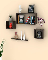 Rafuf Wooden Floating Wall Shelf with 4 Shelves - Wooden Twist UAE