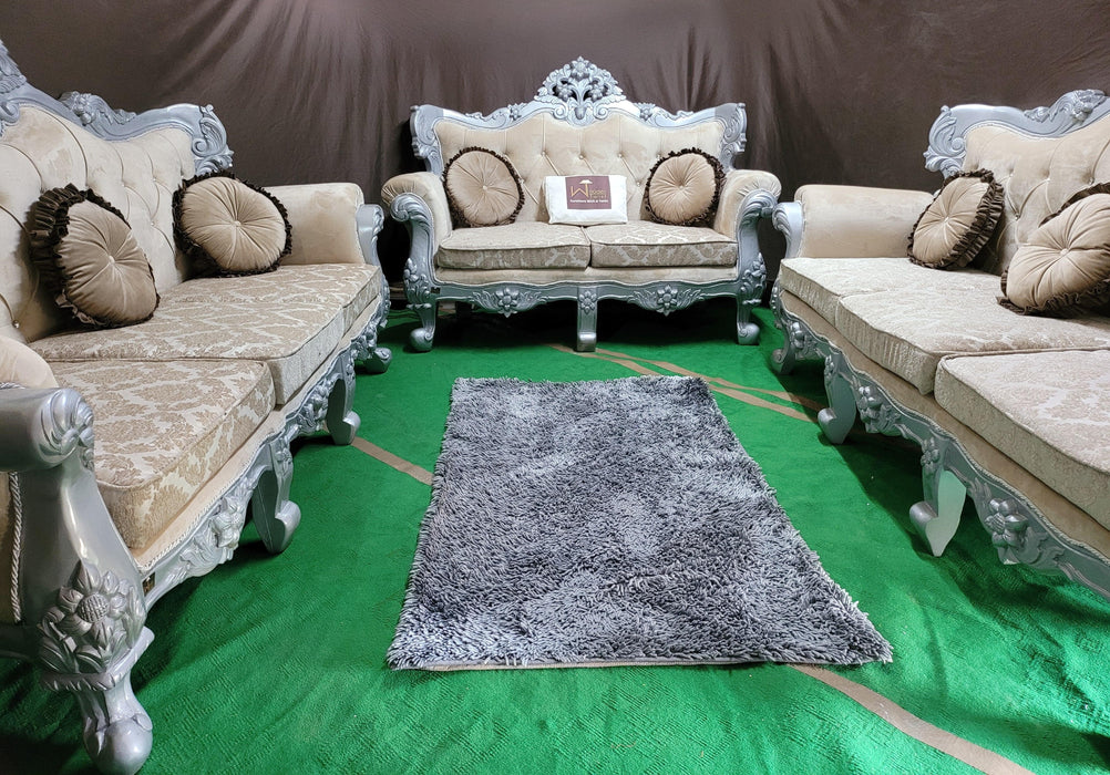 Royal Antique Silver Carved Maharaja Sofa Set - Wooden Twist UAE