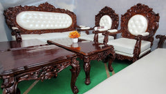 Royal Antique Brown Carved Sofa Set - Wooden Twist UAE