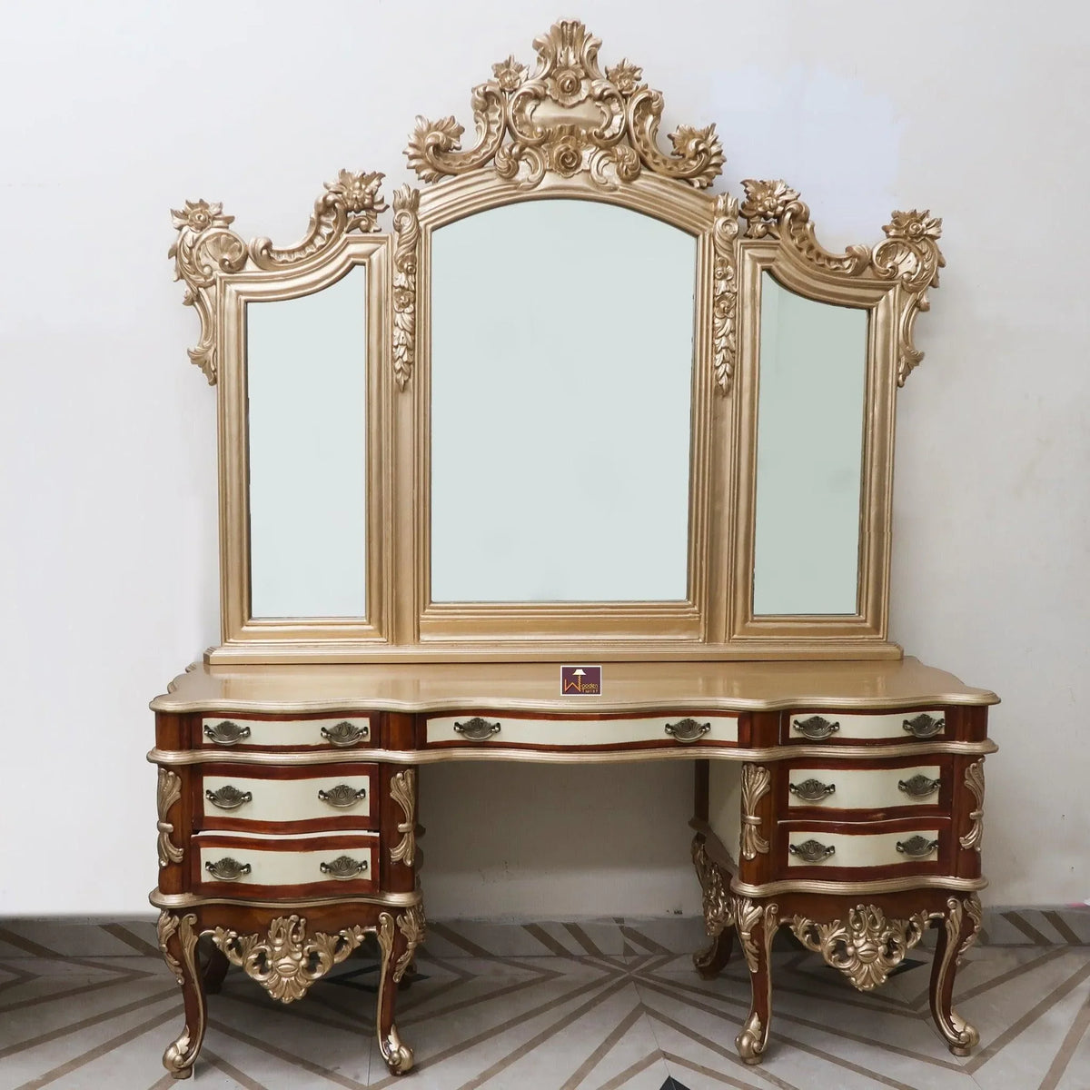 Hand-Carved Gold Luxury for Your Dressing Room