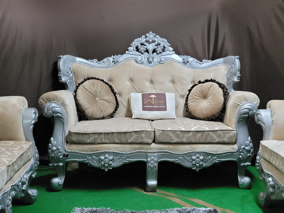 Royal Antique Silver Carved Maharaja Sofa Set