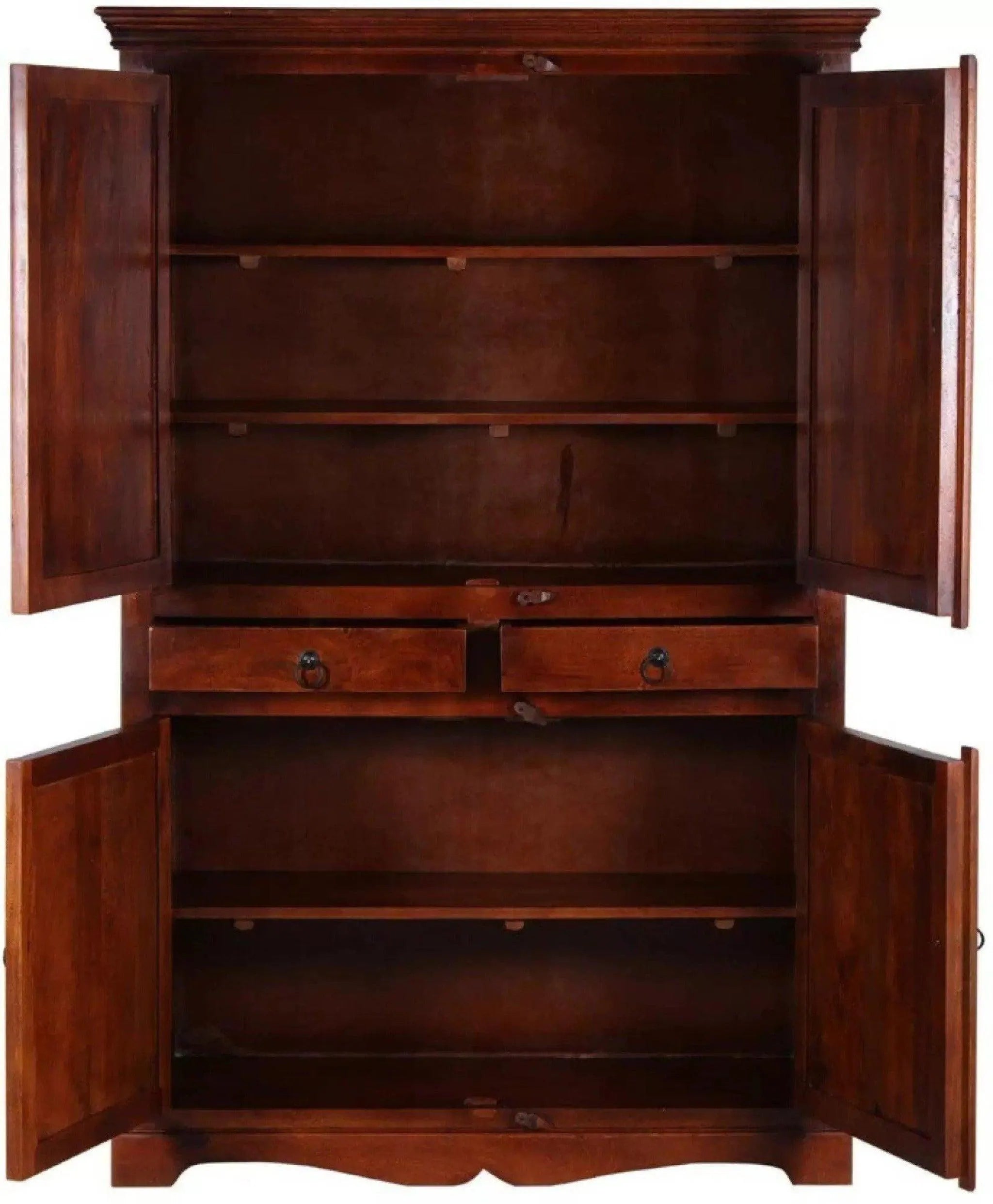 Selten Solid Teak Wood 4 Door Wardrobe - Wooden Twist UAE