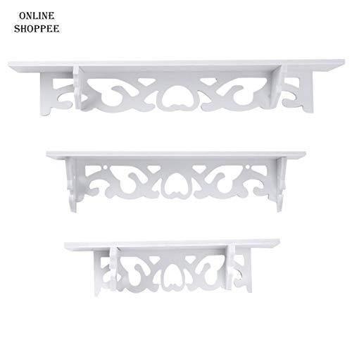 Wooden Decorative & Designer Floating Wall Shelf Set of 3 (White) - Wooden Twist UAE