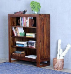 Wooden Handmade Book Shelf Cabinet Teak Finishing (Mango Wood) - Wooden Twist UAE