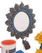 Wooden MDF Decorative Hand Carved Blue Mirror - Wooden Twist UAE