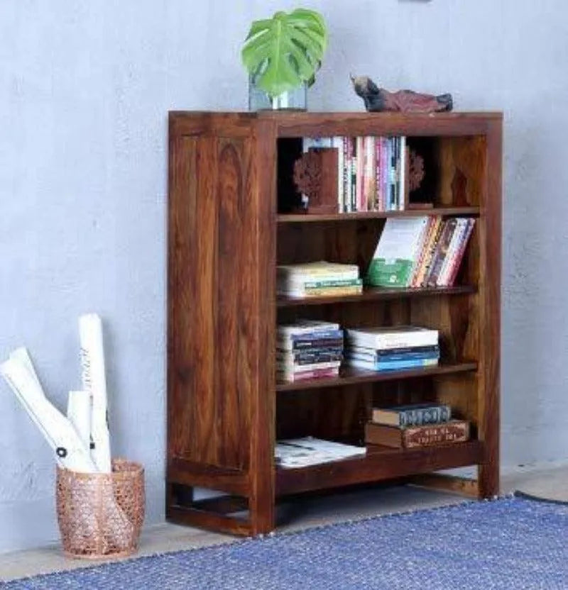 Wooden Handmade Book Shelf Cabinet Teak Finishing (Mango Wood) - Wooden Twist UAE