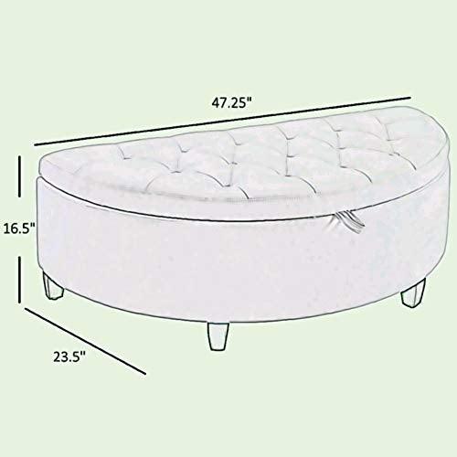 Half Moon Velvet Tufted Storage Bench Footstool Bed End Table for Living Room - Wooden Twist UAE