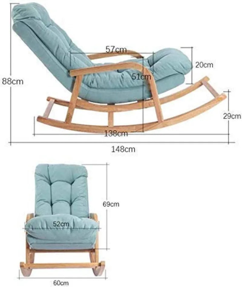 Rocking Chair Colonial and Traditional Super Comfortable Cushion Chair (Natural Polish) - Wooden Twist UAE