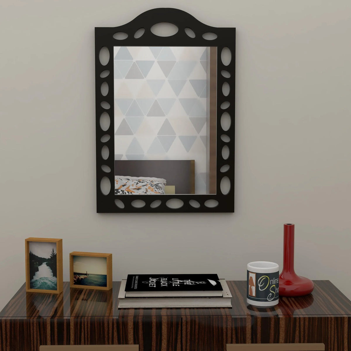 Big Wooden Wall Mirror, Dressing Bathroom Vanity Mirror - Wooden Twist UAE