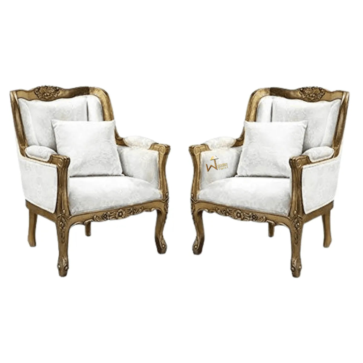 Royal Look Chair with Armrest Single Seater Sofa Chair (Set of 2) - Wooden Twist UAE