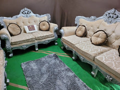 Royal Antique Silver Carved Maharaja Sofa Set - Wooden Twist UAE