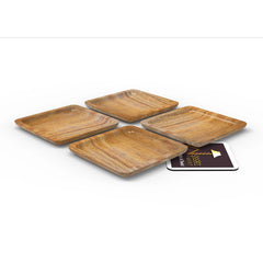 Wooden Serving Tray Plate (Set of 4) - Wooden Twist UAE