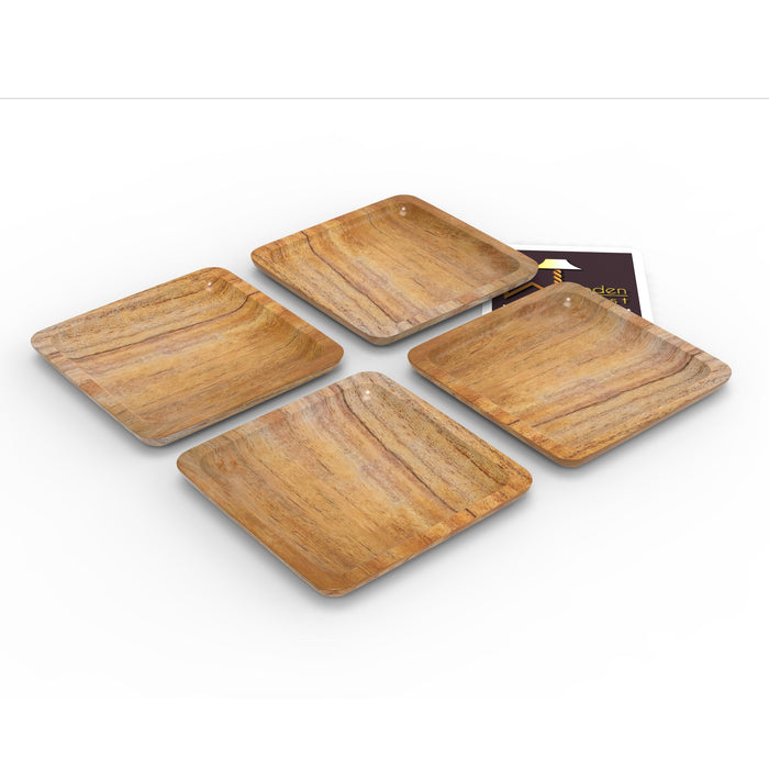 Wooden Serving Tray Plate (Set of 4)