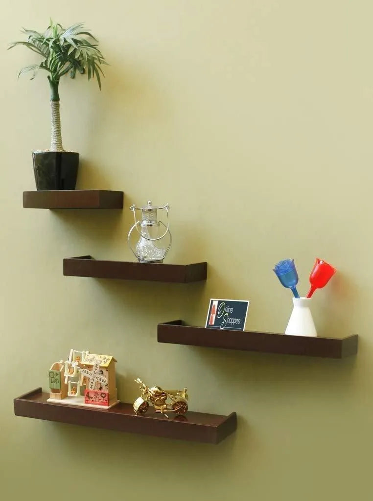 Wooden Rectangular Floating Wall Shelves set of 4 - Wooden Twist UAE