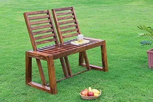 Wooden Moveable 2 Seater Patio Chairs (Sheesham Wood) - WoodenTwist