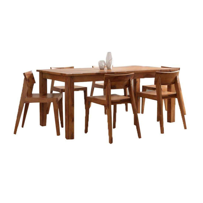 6 Seater Dining Table with Chairs for Living Room (Teak Wood) - Wooden Twist UAE