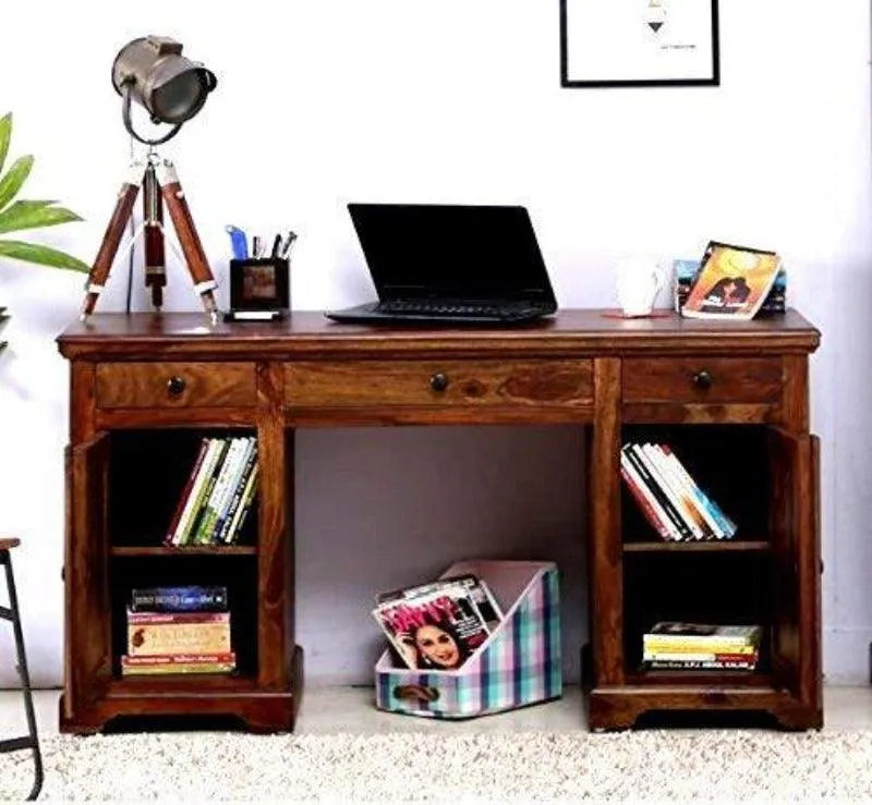 Wooden Desk Study Cabinet In Teak Wood - Wooden Twist UAE