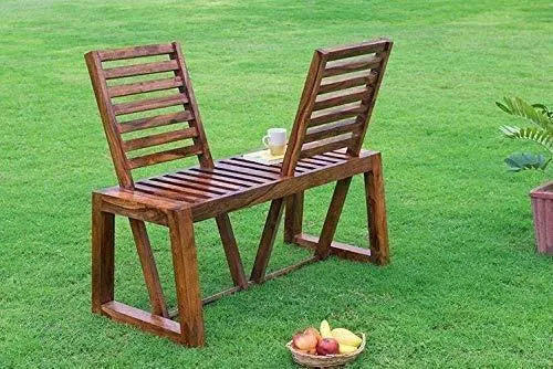 Wooden Moveable 2 Seater Patio Chairs (Sheesham Wood) - WoodenTwist