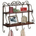Wooden & Iron 2 Shelf Book/ Kitchen Rack With Cloth/Key Hanger - Wooden Twist UAE