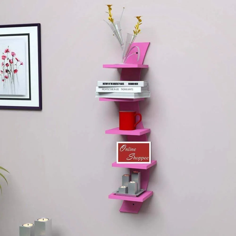 Wooden Floating MDF 5 Nivel Wall Shelves - Wooden Twist UAE