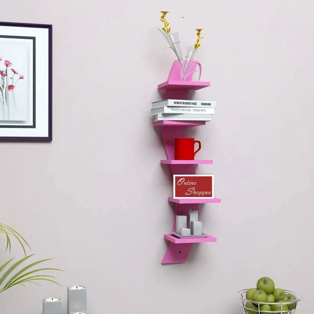 Wooden Floating MDF 5 Nivel Wall Shelves - Wooden Twist UAE