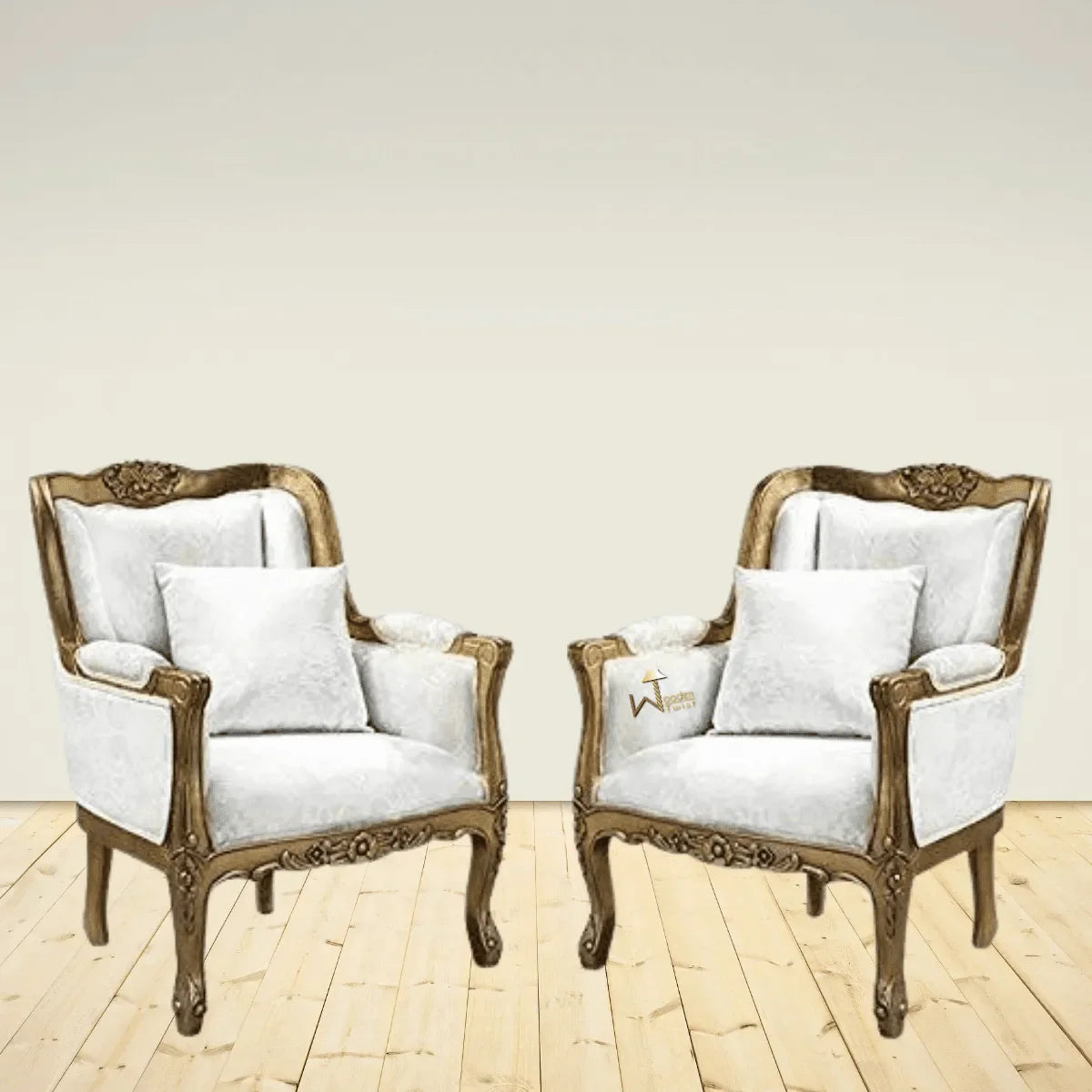 Royal Look Chair with Armrest Single Seater Sofa Chair Set of 2