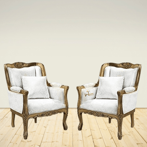 Royal Look Chair with Armrest Single Seater Sofa Chair (Set of 2) - Wooden Twist UAE
