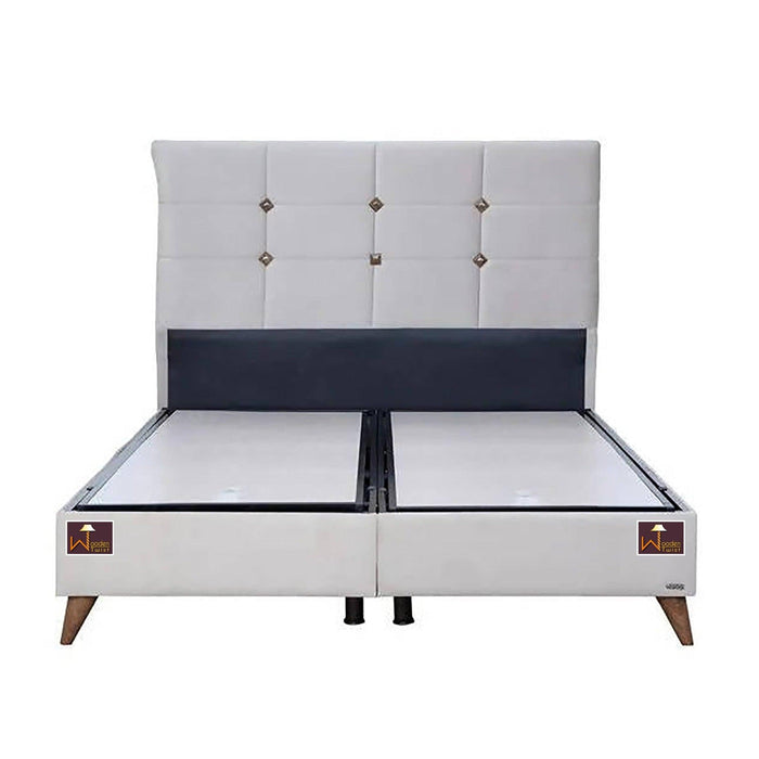 Queen Size Upholstered Wingback Headboard Bed with Storage
